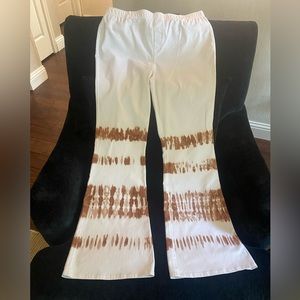 White Tye Dyed Bell Bottom Jeans